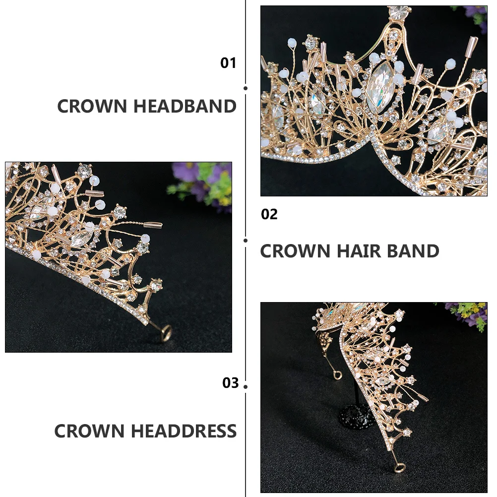 

1 pc Crown Headband Alloy Rhinestone Tiara Beautiful Hair Accessory Creative Performance Hair Hoop Elegant Lightweight