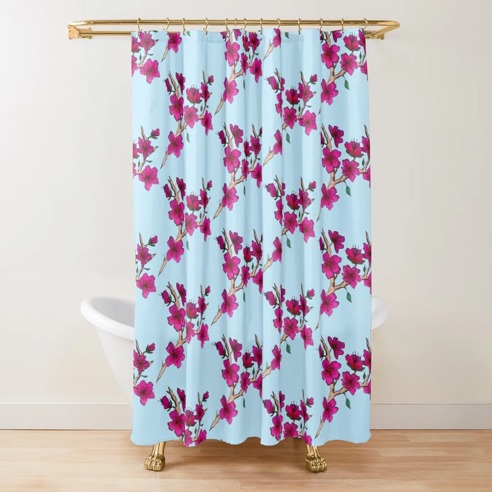 Cherry Blossom In Bloom Shower Curtain Anime Bathroom Waterproof Bath And Anti-Mold Curtain