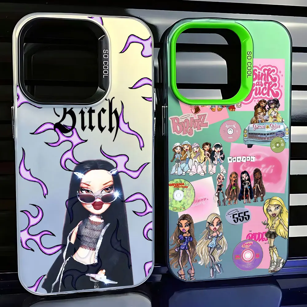 Cute Girl Bratzs Doll Phone Case For iPhone 15 14 13 12 11 Pro Max X XR XSMAX 8 7 Plus Candy Matte Shockproof Back Cover