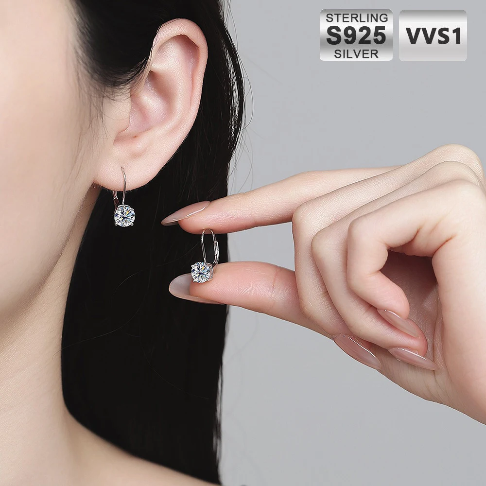 ICEBLING 0.5/1CT Moissanite Earrings S925 Silver Pass Diamonds Tester Ear Studs Lever Back Drop With GRA Certificate