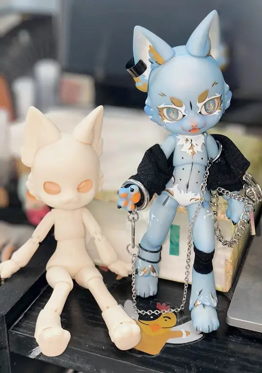 لطيف 1/12 مقياس القط الوحش الجسم Bjd دمية الجسم يمكن إرفاق الطين رئيس Ob11 الغضب Bjd نموذج دمية لعبة هدية