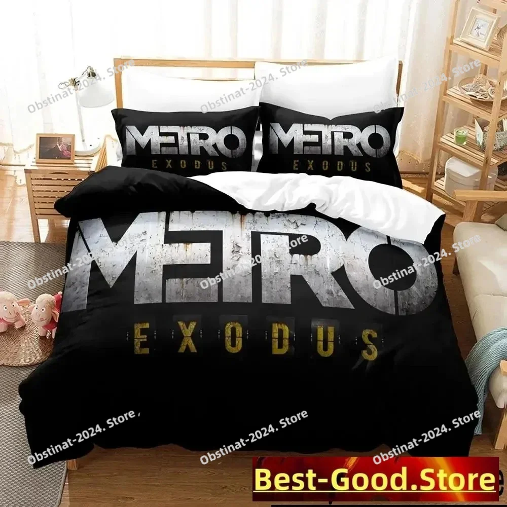 Conjunto de Cama 3D Print Game Metro Exodus: Capa de Edredom, Jogo de Cama, Capa de Colcha, Fronha e Edredom Tamanhos King e Queen para Meninos e Adultos