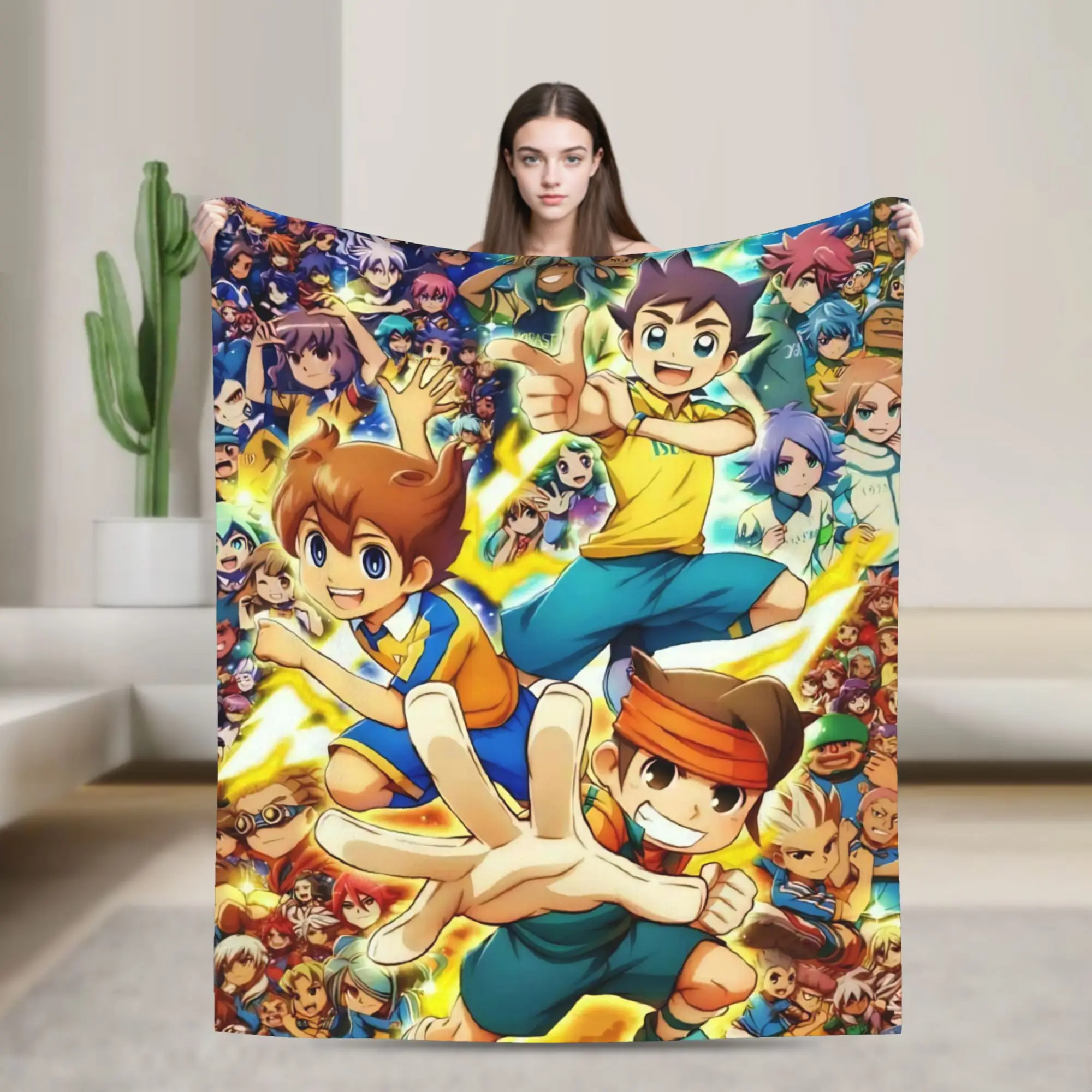 

Inazuma Eleven Blanket Velvet Decoration Anime Multifunction Lightweight Thin Throw Blankets for Sofa Bedroom Plush Thin Quilt