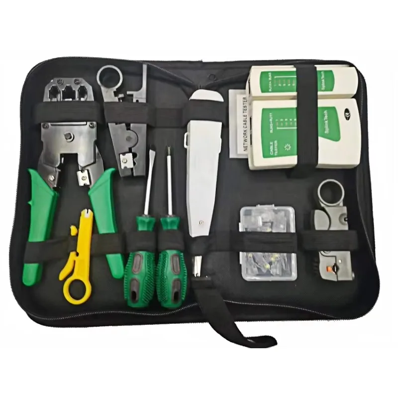 12 in 1 Professional Computer Repair Tool Kit Flat Screwdriver Cable Computer Maintenance Network Repair Toolbox Kit