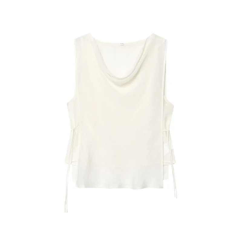 

Fresh Gentle Wind Wrinkle Effect Sleeveless Short Shirt