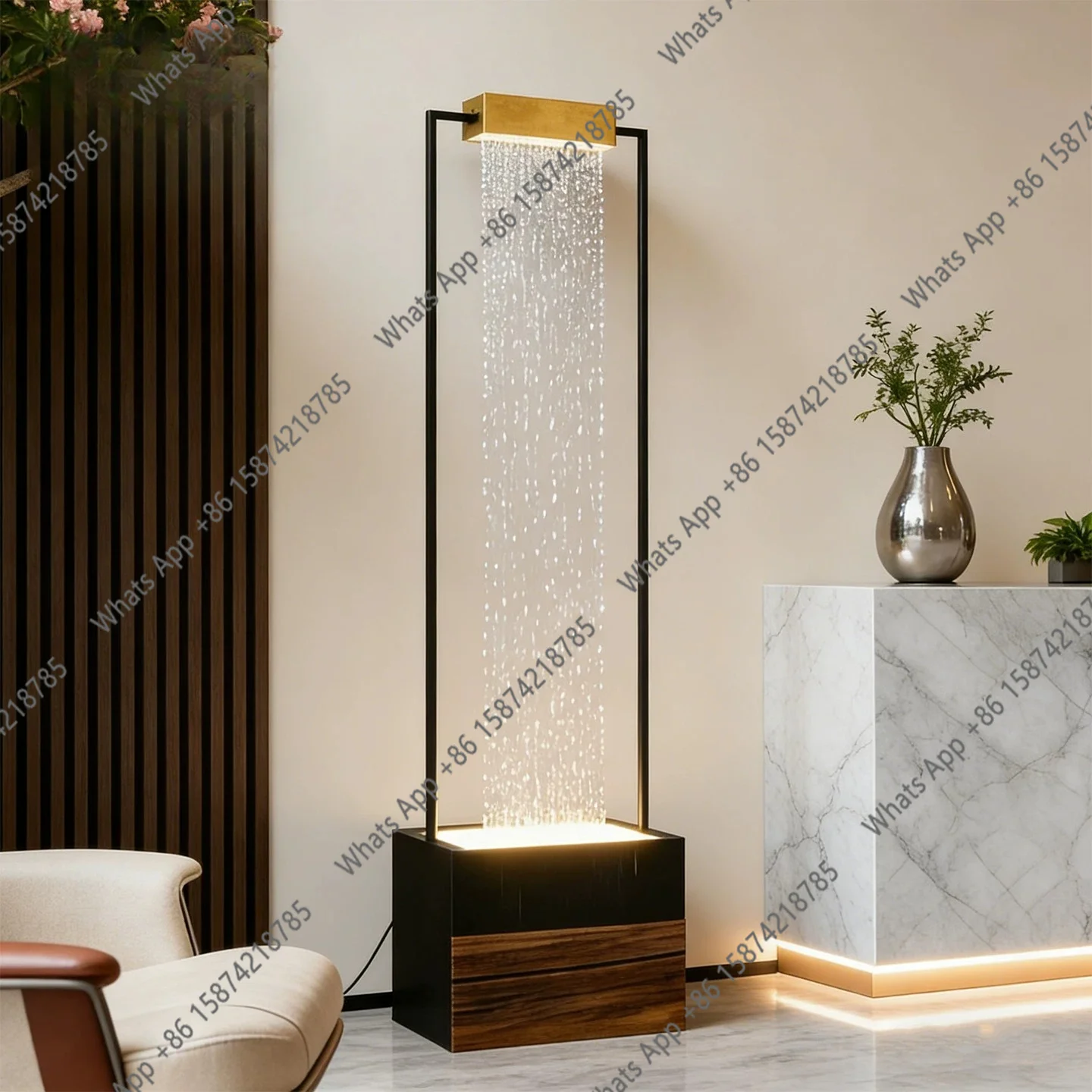 Light luxury running water floor lamp modern living room partition entrance humidification circulation water curtain landscaping