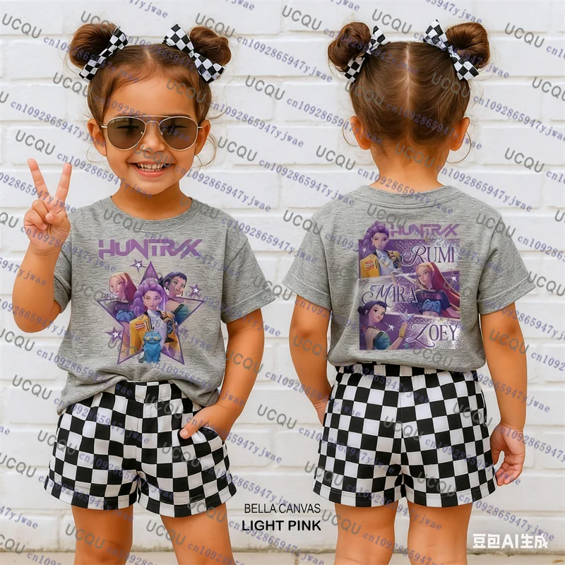 Kpop caçadores de demônios pai criança halloween kpop caçadores de demônios camiseta harajuku moda casual algodão criança camiseta cosplay roupas