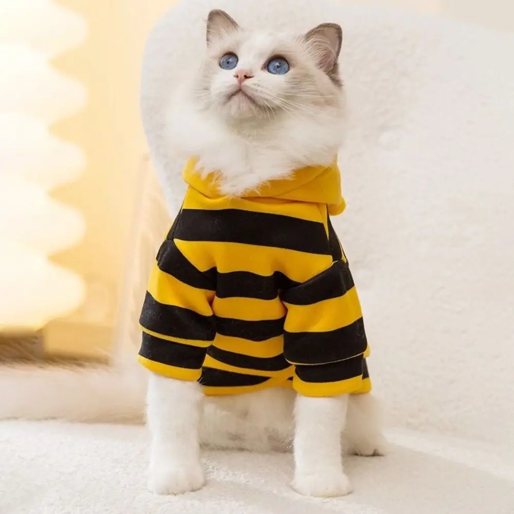 

Kawaii Bee Design Puppy Cat Clothing Warm Thickened Dog Pullover Hoodie Soft Jumpsuit Winter Pet Clothes French Bull