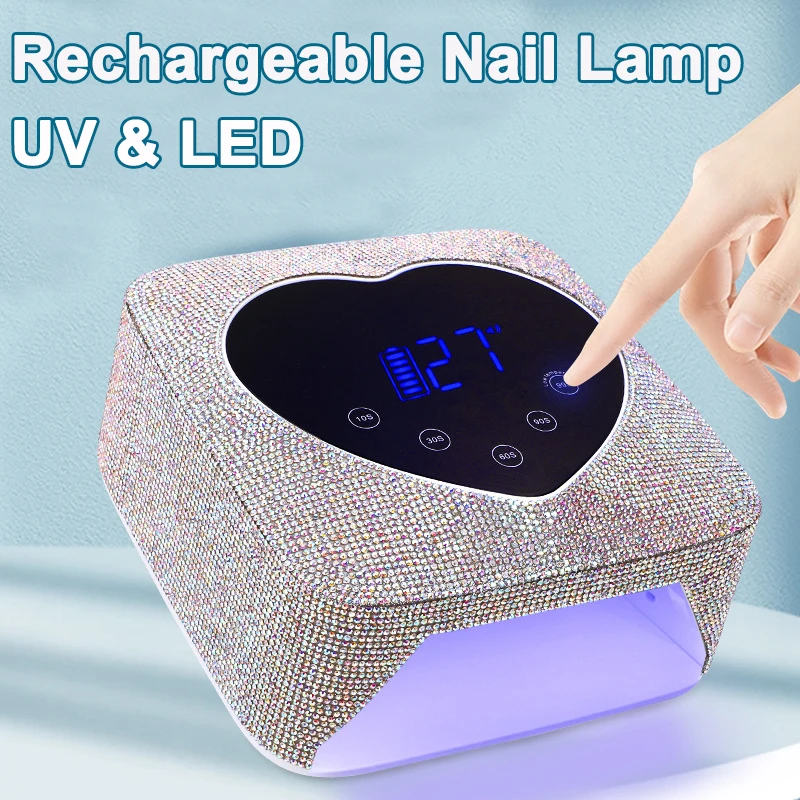 UV LED Lamp Manicure 72w Heart-shaped Rechargeable Professional Rhinestone Cordless Led Uv Nail Lamp Electric Manicure Dryer