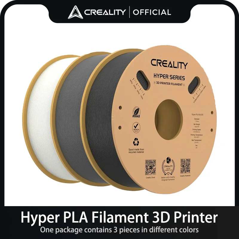 

CREALITY Hyper PLA 3D Printing 3colors Filament Faster Cooling Shaping Higher Accuracy Faster Speed 1.75 Mm Filament Diameter