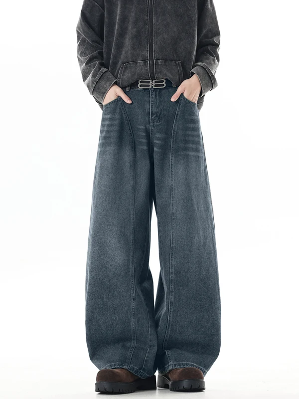 

Мужские джинсы Waed в стиле пэчворк, свободные широкие брюки в американском стиле, повседневные, модные, прямые, длинные брюки в стиле стритстайл