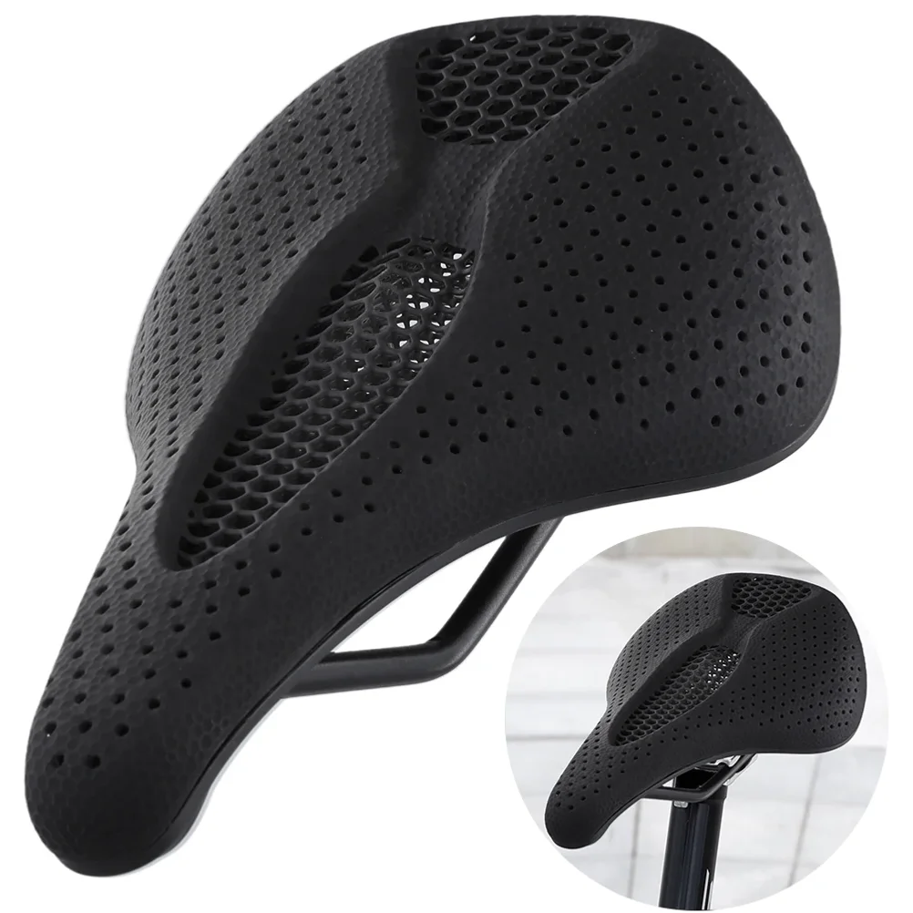 3D Printing Mountain Bicycle Saddle Cushion Breathable Racing Bike Saddle Shock Absorption for Men Women Long Distance Cycling