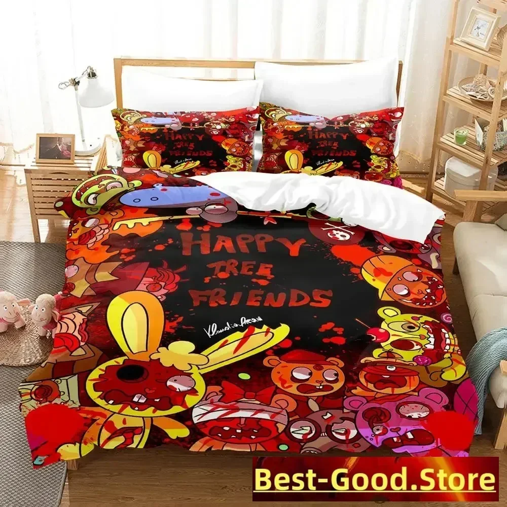 

2023 Happy Tree Friends Bedding Set Single Twin Full Queen King Size Bed Set Aldult Kid Bedroom Duvetcover Sets Anime