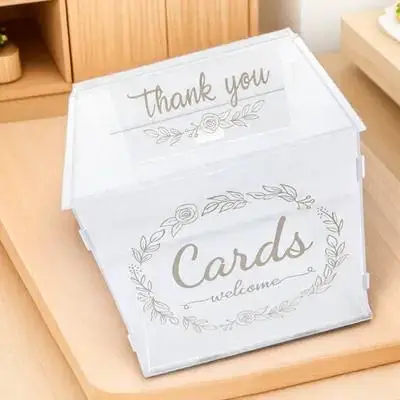 

Wedding Card Box Large Capacity Acrylic Case for Greeting Cards Money Envelopes Photos Gifts Clear Container with Lock Elegant