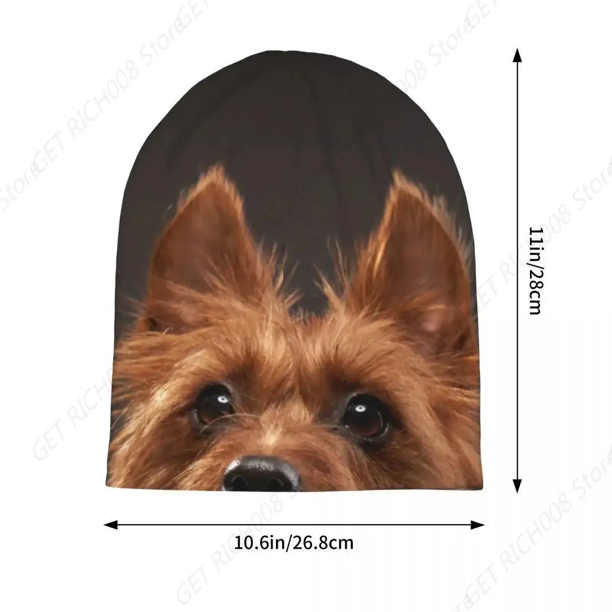 Feliz cão retrato boné curioso terrier australiano unisex ao ar livre crânios gorros chapéu primavera quente bonnet chapéu de malha