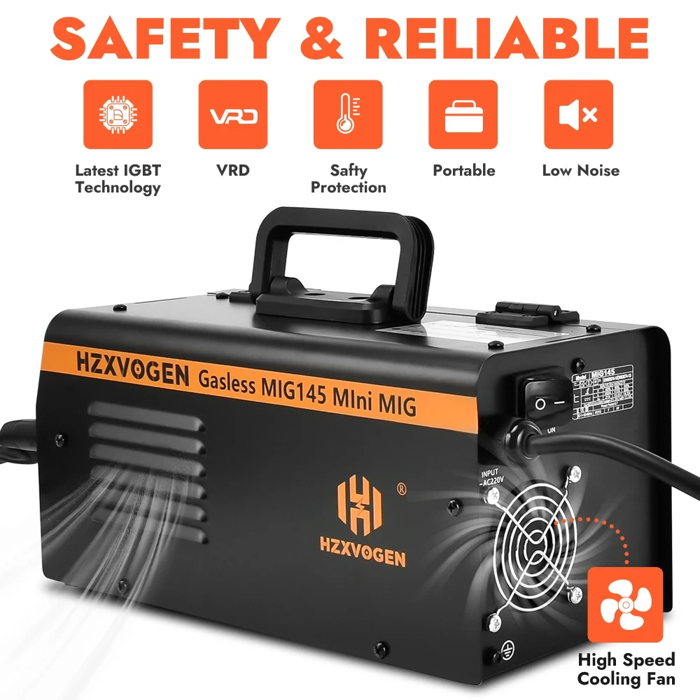 Imagem -06 - Máquina de Solda Gasless Hzxvogen Soldador Mig Semiautomático Fluxo Mig145