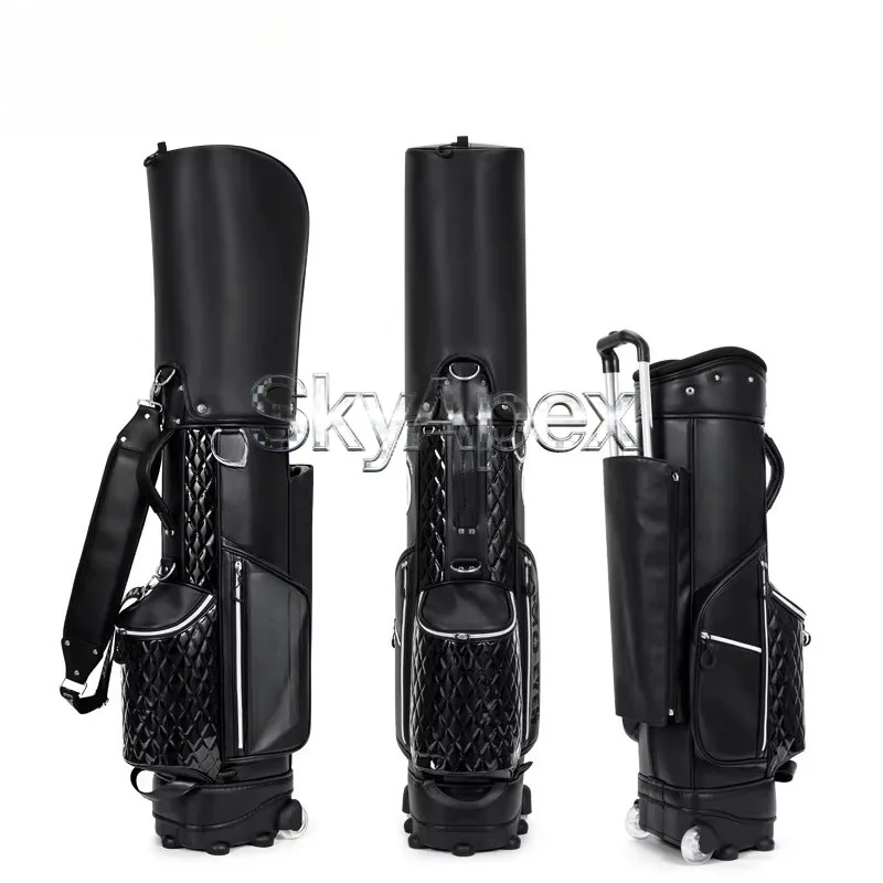 Multi Stages Adjustable Drawbar Wheeled Golf Clubs Bag Stable Rolling Base Easy Move Between Golf Venues And Travel Destinations
