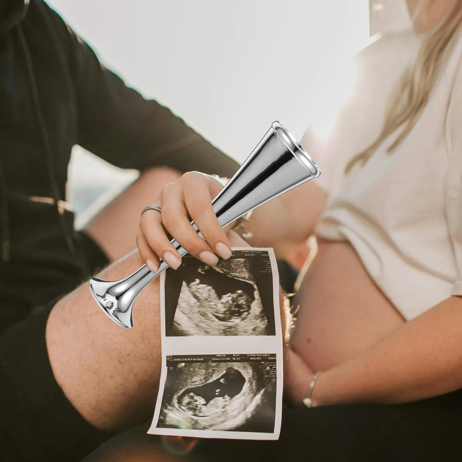 

Фетальный стетоскоп из легкого алюминиевого сплава для беременных, элегантный серебристый мини-аппарат, учебное пособие