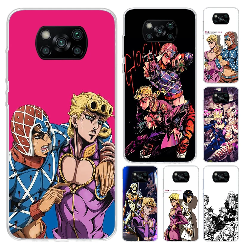 JoJo Bizarre Adventure Golden Wind Phone Case for Xiaomi Poco X6 X5 X4 X3 Nfc F6 F5 F4 GT F3 F2 Pro F1 M5S M4 M3 5G Soft Funda P