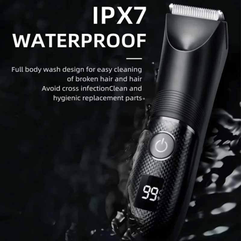 

Liquid crystal display men's body hair trimmer - Compact household electric shaving kit - Water-resistant and washable