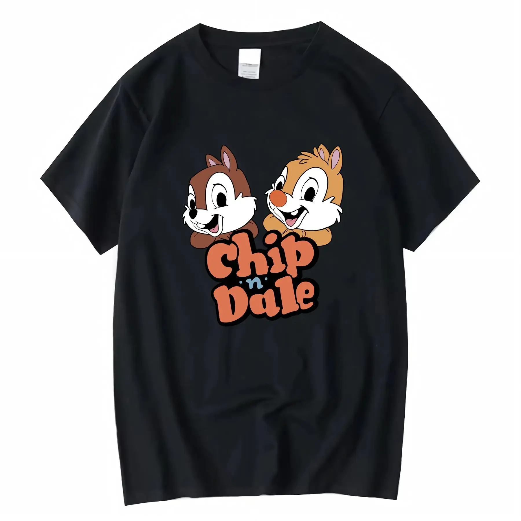 

100 Cotton Breathable Crew Neck Chip 'n Dale Design Women's T shirt Suitable for Outdoor Everyday Fun vintage Washed fashion