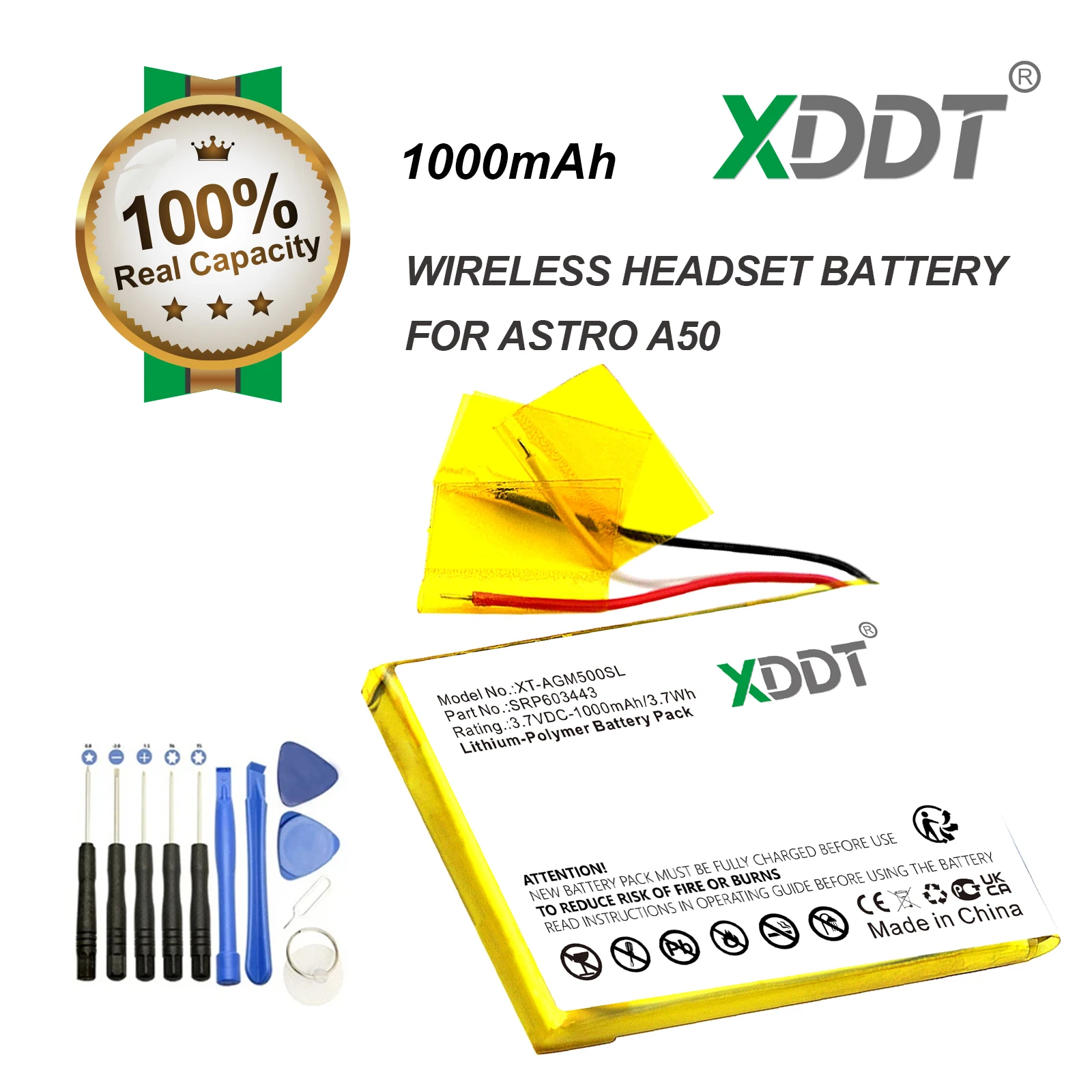 XDDT 1000mAh Battery SRP603443 for Astro A50