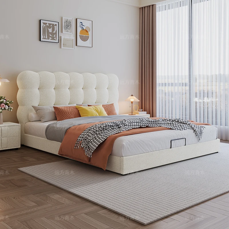 Living Room Beds Upholstered Double King Size Comforter Wooden Floor Lower Bedroom Bed Wood Camas De Dormitorio Nordic Furniture