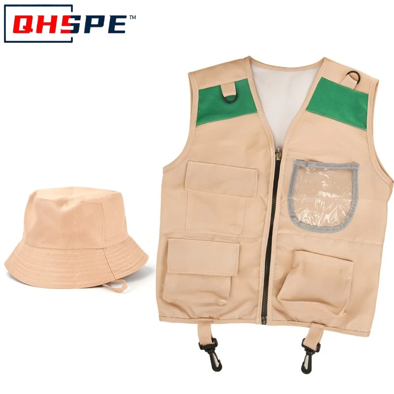 Kids Explorer Vest & Hat Set - Outdoor Adventure Costume for Role Play, Camping Theme Party Halloween Performance