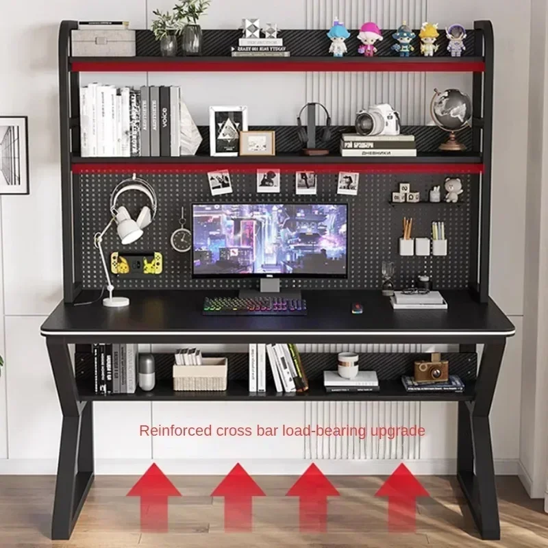 

Household Double-layer Computer Desks for Bedroom Integrated Metal Perforated Board Desk Modern Creative Reading Desk for Study