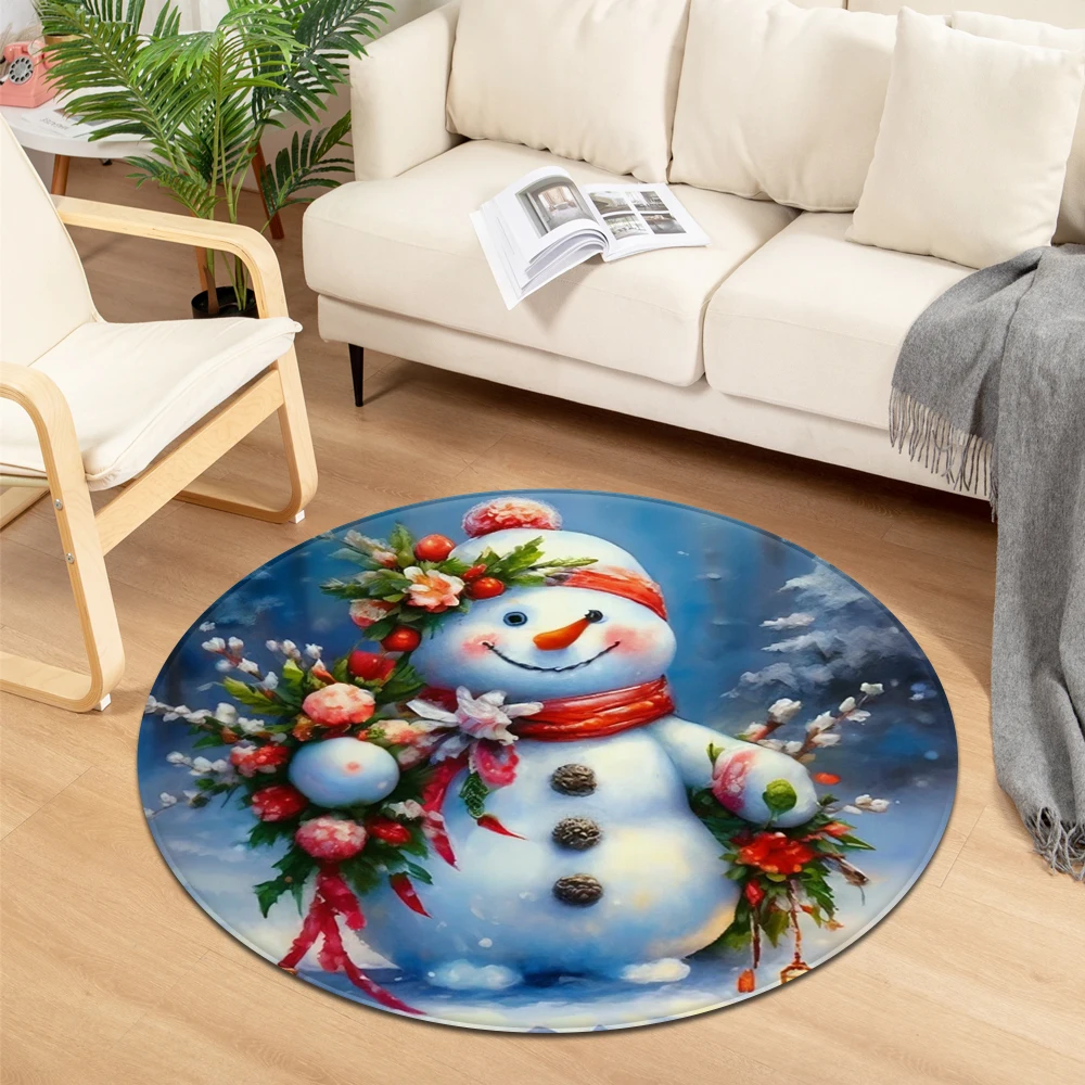 Christmas Bedroom Bedside Round Rug Home Entrance Living Room Chairs Sofa Floor Decoration Carpet House Balcony Hallway Foot Mat