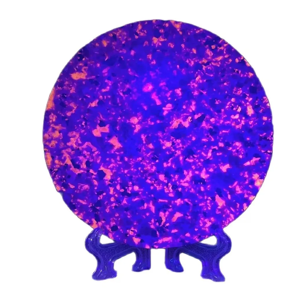 

100 мм кристалл натуральный йоперлит плита ломтик круг вспышка целебные драгоценные камни качество минералы духовное украшение дома + подставка