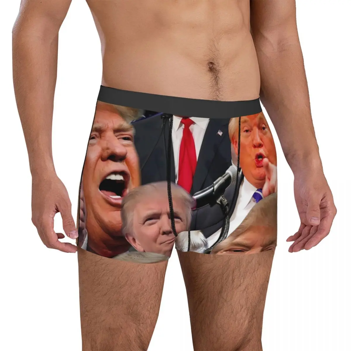 Donald Trump Collage Underwear Men Panties Custom Sexy Boxershorts Trenky Boxer Brief Plus Size 2XL