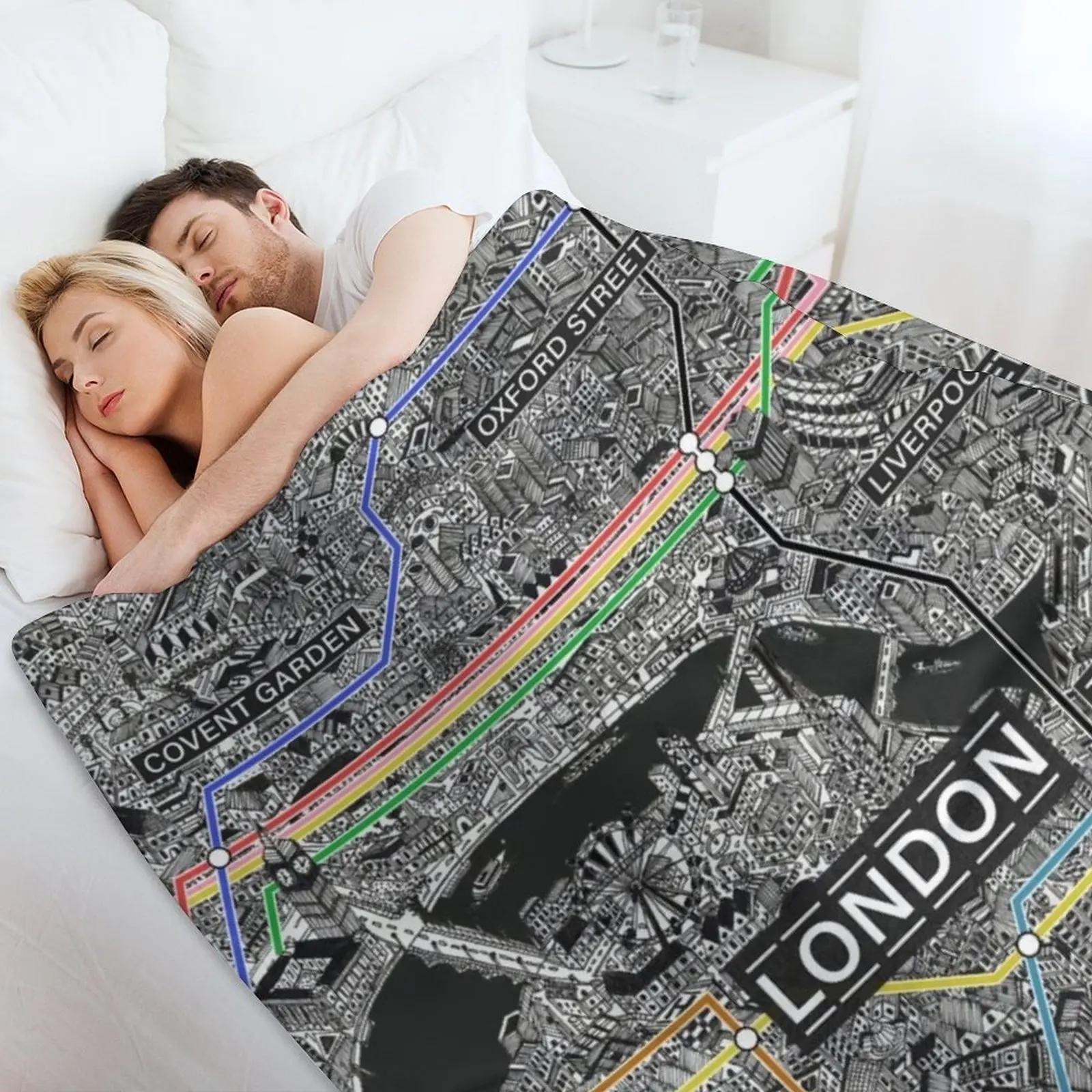 خريطة مدينة لندن رمي بطانية أفكار هدايا عيد الحب فروي بطانيات مخصصة فضفاضة #4