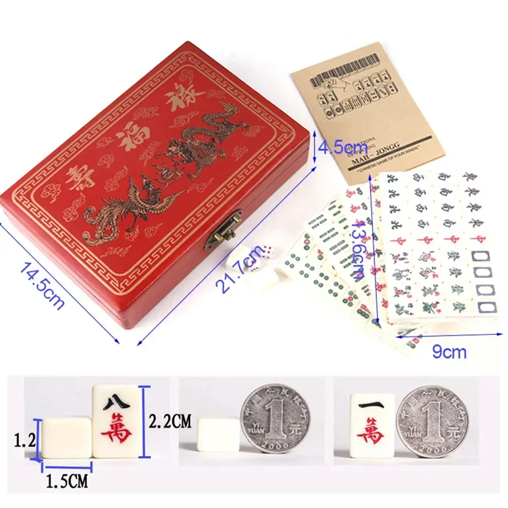 High Quality Mahjong Antique Mahjong Fiber Board For Family Game Tiny Size With English Instructions Wooden Case