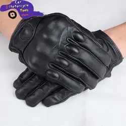 Guantes de cuero para motociclista para hombres, accesorio para manos de motociclista masculino, de color negro y blanco, guantes de equipo de carreras de carretera, para verano e invierno