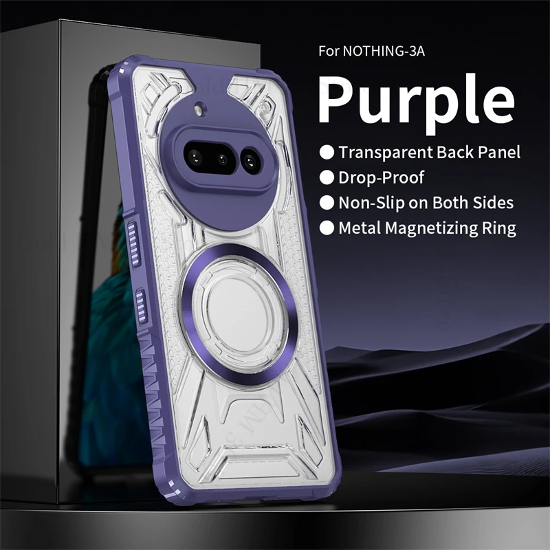 

CD Magnetic Ring Transparent Shockproof Case For Nothing Phone 3a Pro 2A Military Hybrid Armor Cover For Nothing CMF Phone 2 Pro