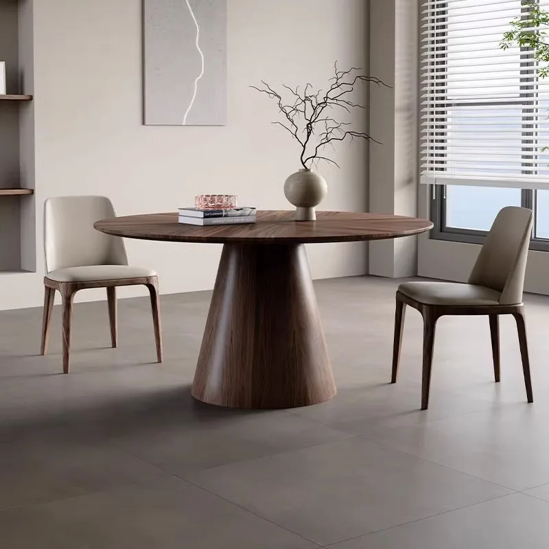 

Italian solid wood large round table household ash wood large and small apartment round dining table simple, solid wood dining t