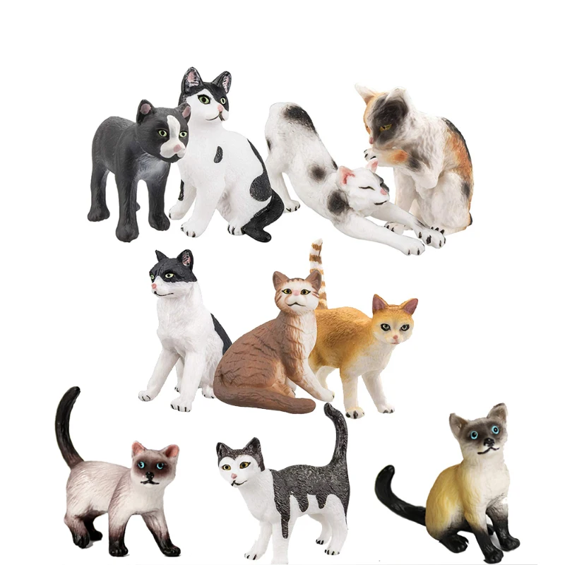 Zabawki w kształcie kotów, figurki zwierząt gospodarskich, miniaturki, figurki kotów syjamskich, figurki zwierząt, figurki akcji, zabawki, prezenty urodzinowe dla dzieci, zabawki dla dzieci.