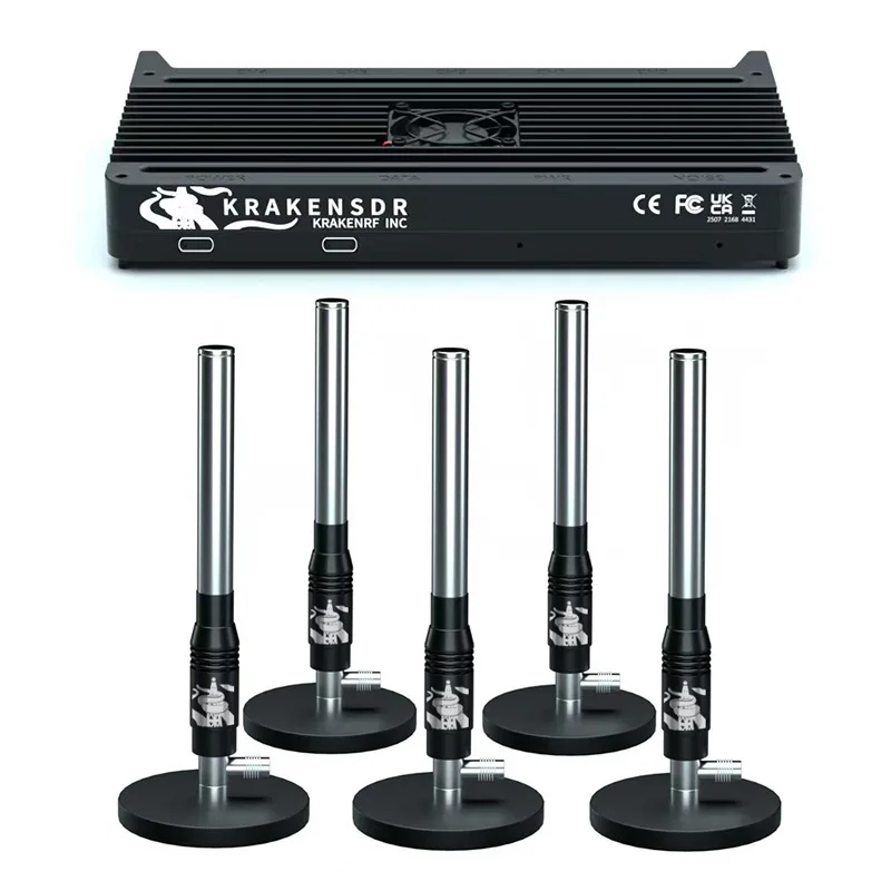 KrakenSDR 5-Channel Coherent Software Defined Radio Receiver + 5PCS Antennas for Radio Direction Finding Passive Radar