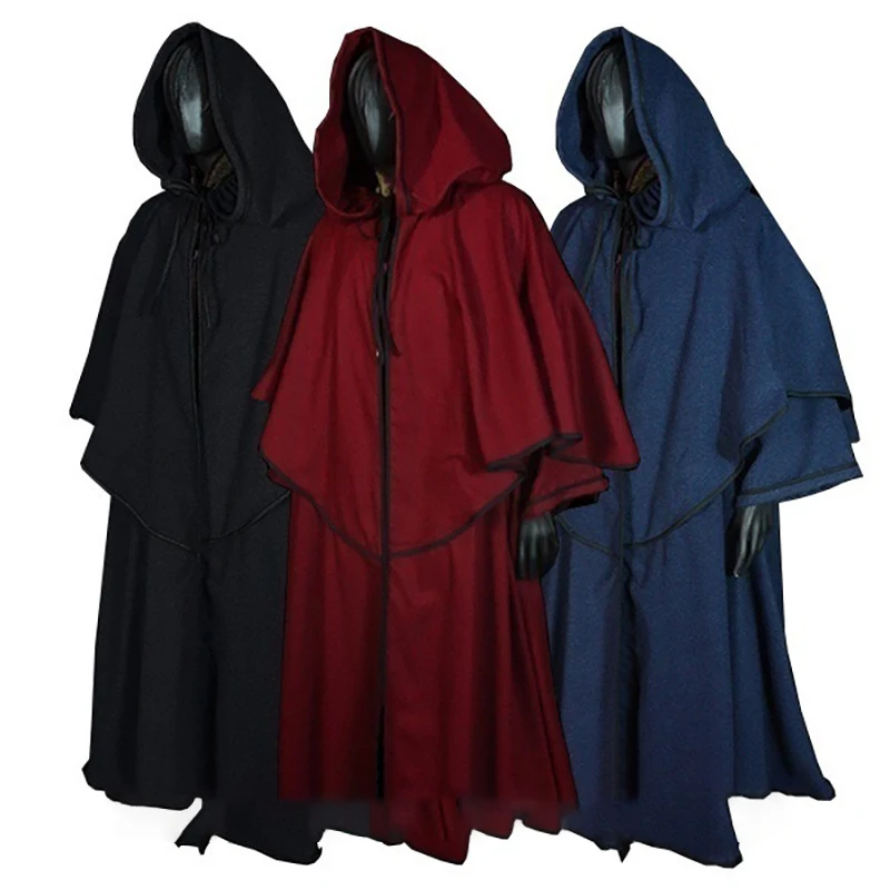 Medieval Cloak Hooded Robe Cloak Coswear Monk Wizard Long sleeved Cloak Guide Cloak Cosplay