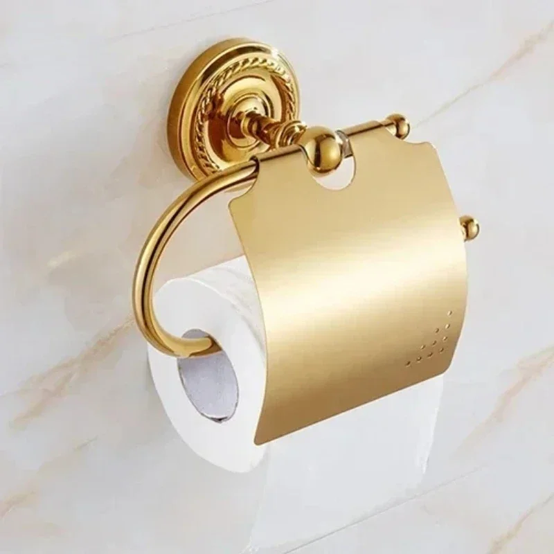 Gold Bathroom Accessories Brass Soap Dish Set Toilet Life Bath Rack Paper Holder Bathroom Appliance luxury bathroom set - view 5