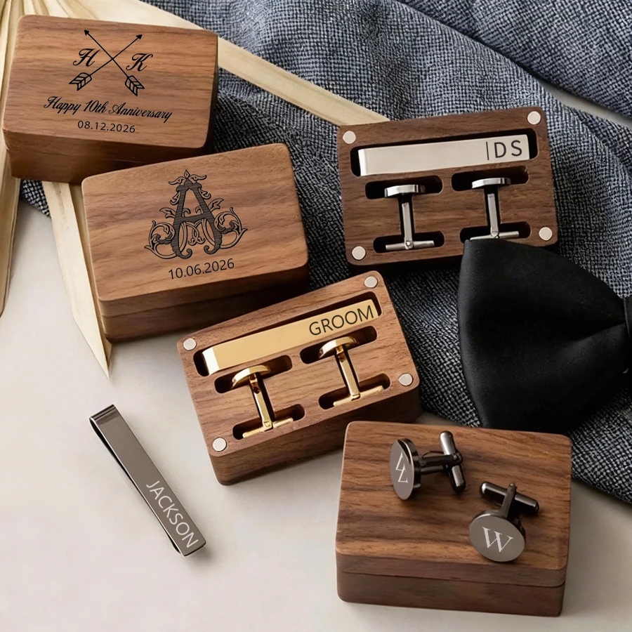 

Personalized Wedding Cufflinks, Groomsmen Gifts, Cufflinks, Tie Clip, Box for Cufflinks Set, Custom Cufflinks for Birthday Gift