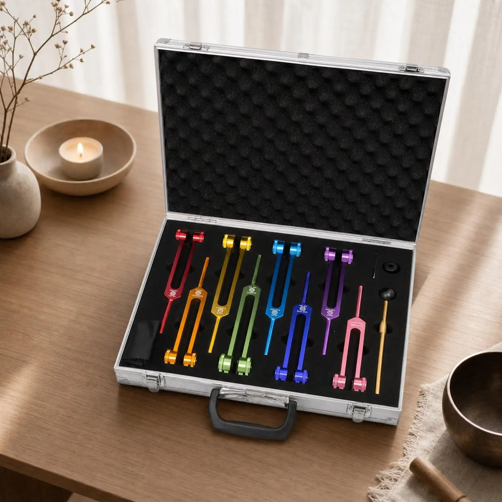 Sound Therapy Tuning Fork Kit for Mindfulness Practice Hard Aluminum Alloy with 8 Frequencies for Relaxation - view 6