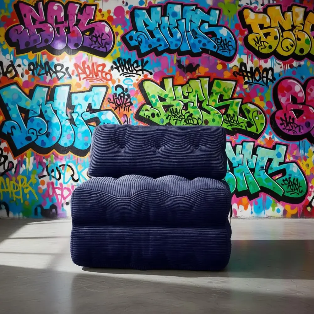 

Navy Blue Adult Sofa Bed, Bean Bag, and Pull-Out Couch with Pillows for Living Room or Dormitory Use