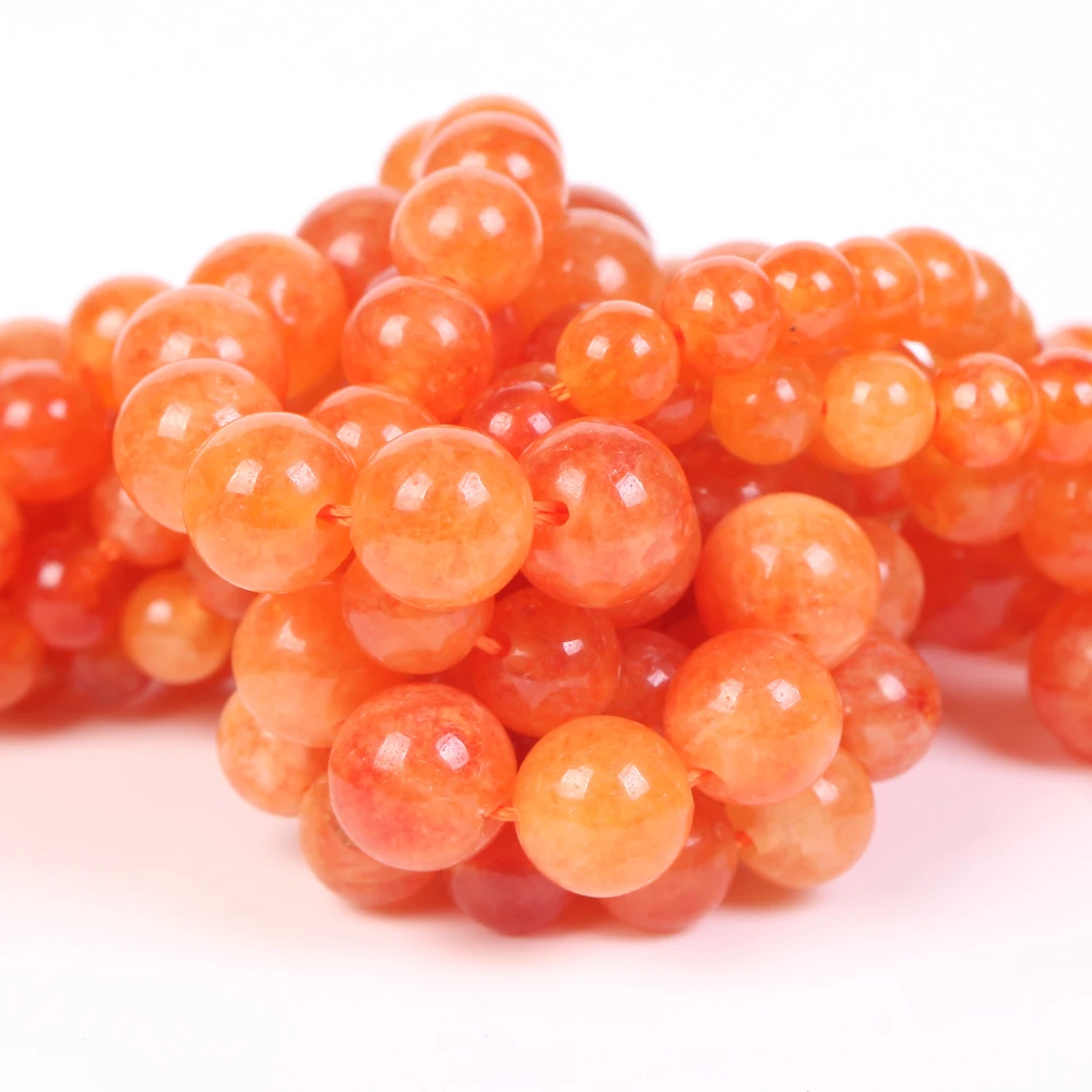 6 8 10mm Natural Stone Beads Orange Sunstone Spacer Loose Round Beads For Jewelry Making DIY Bracelets Accessories