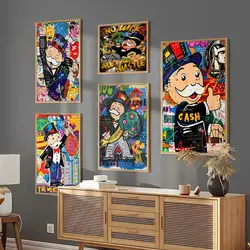 Cartoon Dollar Aalec MonopolyS Poster Fancy Wall Sticker for Living Room Bar Art Wall Stickers Study Home Living Room Decoration