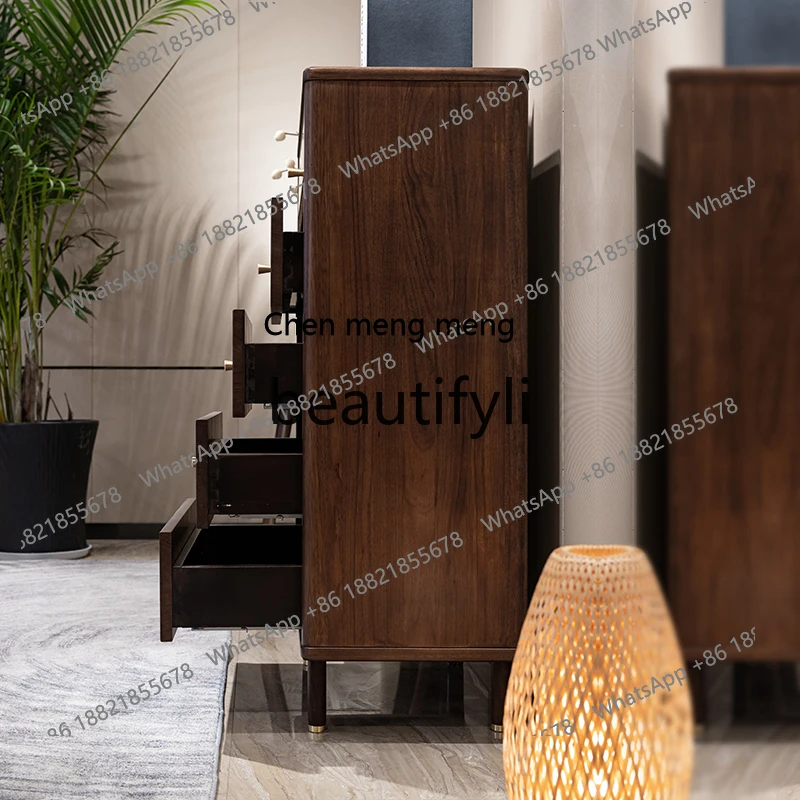 Walnut chest medium antique chest combination all solid wood bedside storage lockerH