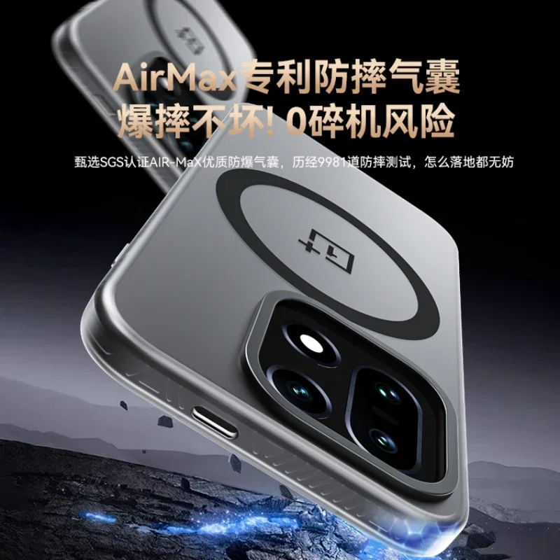 Untuk OnePlus 15 Untuk Casing Magnetik Magsafe Untuk One Plus 15 5G 1+15 Kulit Mewah Terasa Matte Transparan Pelindung Kamera Bumper