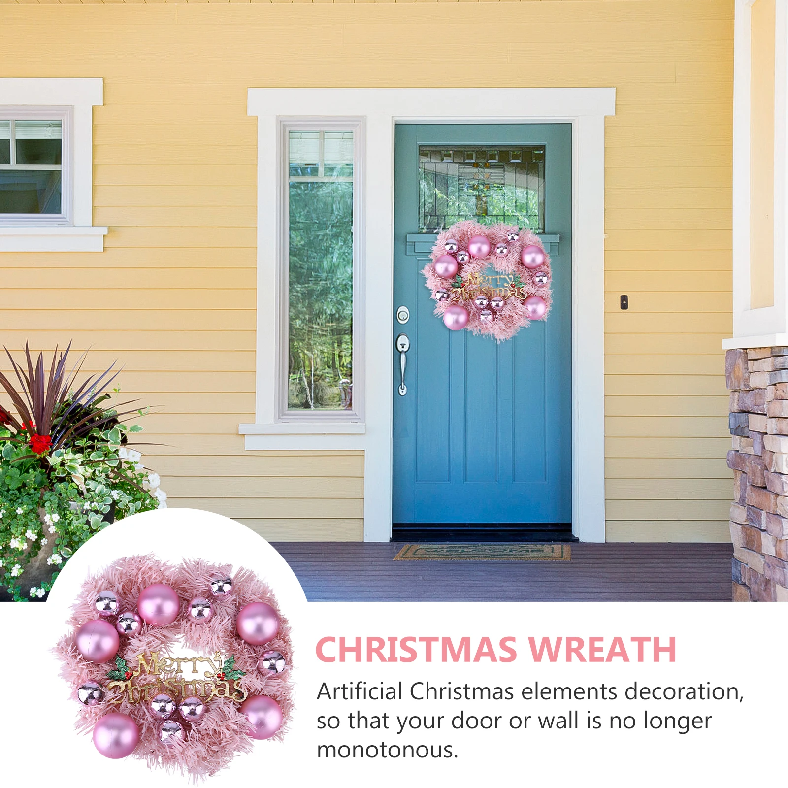 

Decorative Ball Garland Christmas Door Decorations Wreath Nature Ornaments Xmas Wreaths Front Outdoor