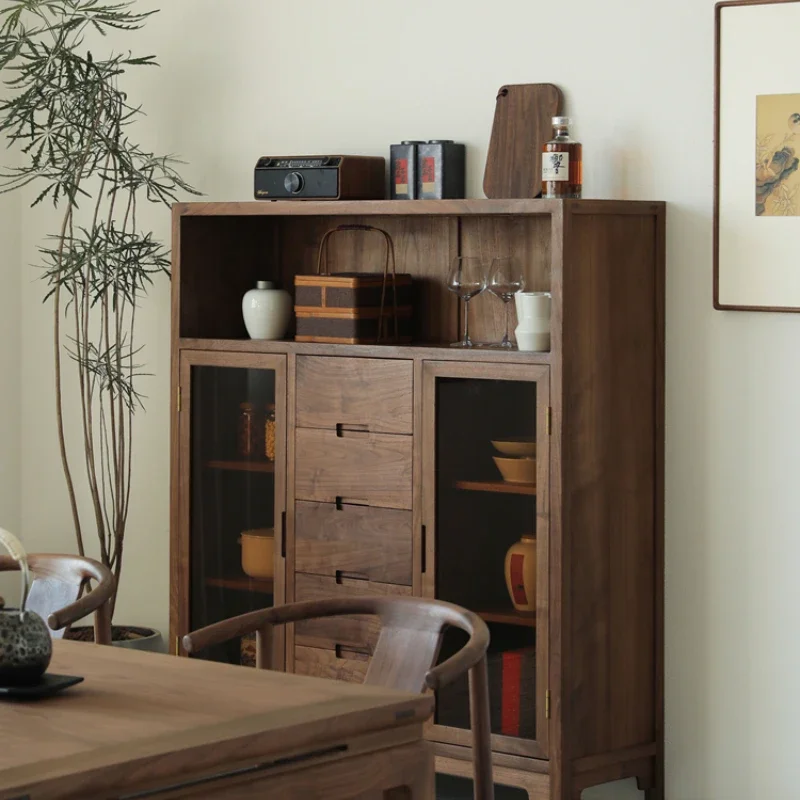 

New Chinese Style Black Walnut Simple Sideboard Wine Cabinet Storage Cabinet